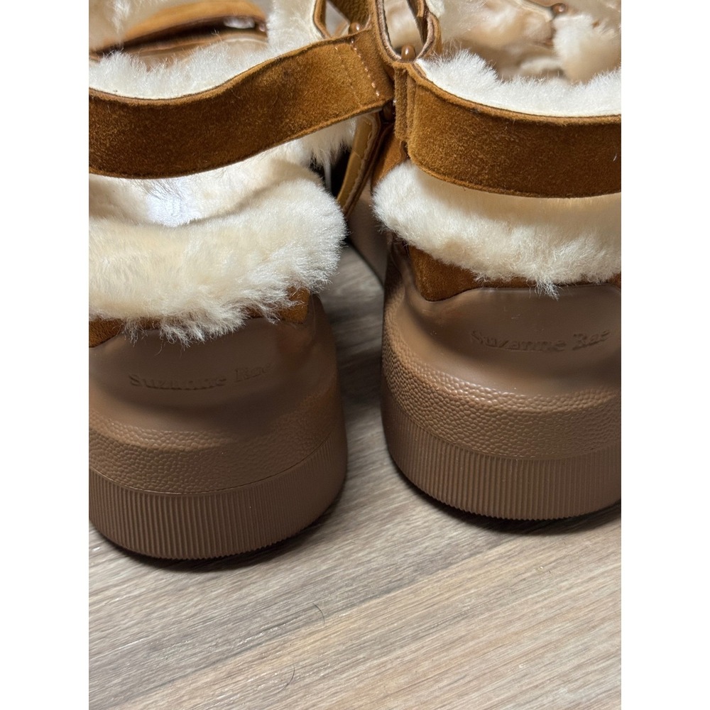 Suzanne Rae Womens Tan Suede Shearling Lined Platform Sporty Sandals Strappy - Picture 6 of 10